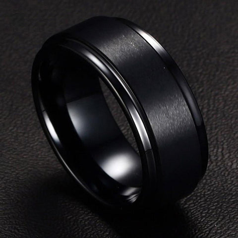 Matte Tungsten Ring for Men in Black
