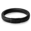 Lure Bracelet - A Black Leather Bracelet with Steel Magnetic Clasp